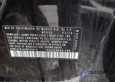 2015 Volkswagen Jetta 2.0L Tdi Se z USA, uszkodzony, nr VIN 3VWLA7AJ4FM325618